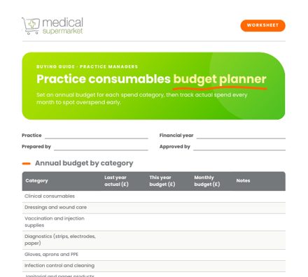 Practice consumables budget planner preview
