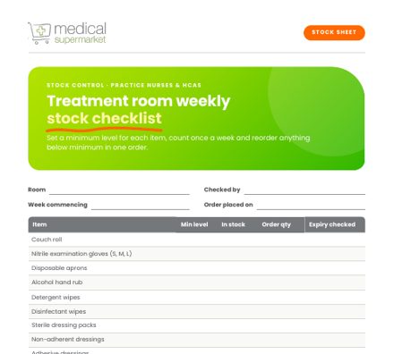 Treatment room stock checklist preview