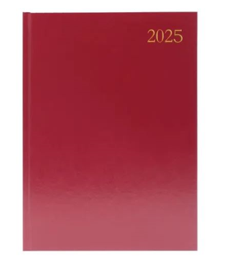 Desk Diary Day Per Page A4 Burgundy 2025