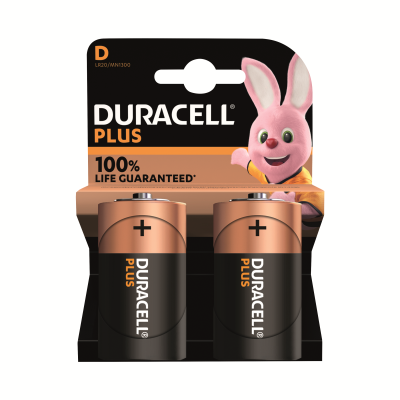 Duracell Plus D Battery Alkaline 100% Life