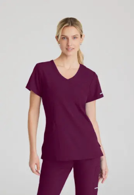 Skechers Female V Neck Scrub Top Wine XXS