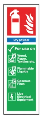 Safety Sign Dry Powder Fire Extinguisher - Self-Adhesive 300x100mm