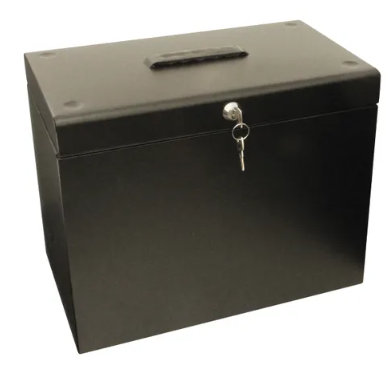 A4 Lockable Metal Box Files Black