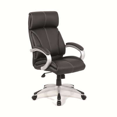 Nautilus Cloud High Back Executive Chair Leather Faced with Padded Armrests Black/Silver BCL/C335/BK