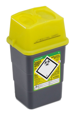 Sharpsafe Yellow Lid Sharps Bin 1 Litre