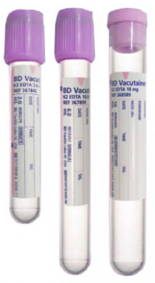 BD Vacutainer K2 EDTA Tubes Lavender Hemogard Closure 6ml