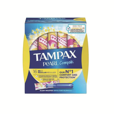 Tampax Compak Pearl Regular Applicator Tampons Boxed x16