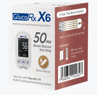 GlucoRx X6 Glucose Test Strips