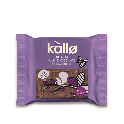 Kallo Belgian Milk Chocolate Rice Cake Thins Two Pack