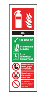 Carbon Dioxide Fire Extinguisher Sign - 300x100mm Self-Adhesive