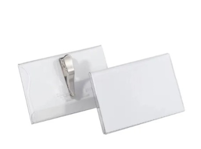 Durable Name Badge with Crocodile Clip 54x90mm Clear