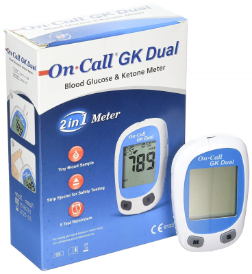 On Call GK Dual Testing Monitor (Glucose & Ketone) Kit (Meter + Control Solution)