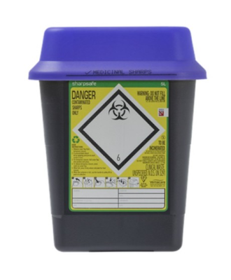 Sharpsafe Blue Lid Sharps Bin 5 Litre