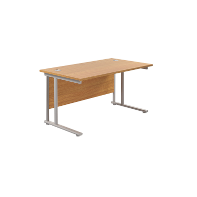 Twin Upright Rectangular Desk1400X800 Nova Oak-Silver Nova Oak-Silver