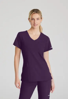 Skechers Female V Neck Scrub Top Eggplant XXS