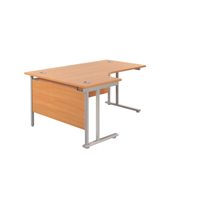 Double Upright Left Hand Radial Desk 1800x1200 Beech/Silver