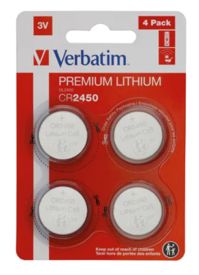 Verbatim CR2450 3V Premium Lithium Battery (Pack of 4)