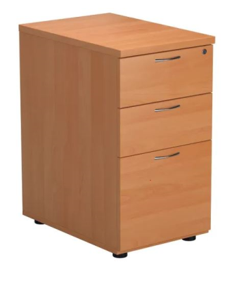 3 Drawer Desk High Pedestal 404x600x730mm Beech