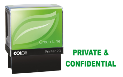 Colop Printer 20 PRIVATE & CONFIDENTIAL Self-Inking Stamp Green