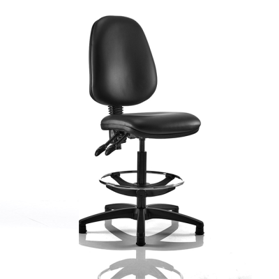 Kirby High-Back Draughtsman Chair - Black Vinyl