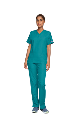 Cherokee Unisex Scrub Top Teal Blue XXS