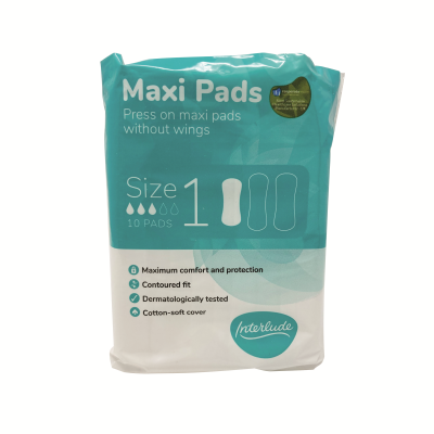 Interlude Maxi Pads Size 1 Packet x10 Pads