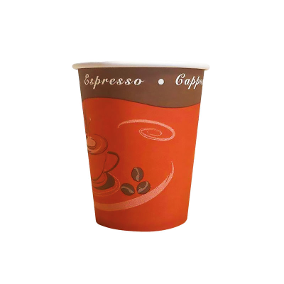 Disposable Paper Drink Cups, Red & Black with Design, 300 ml