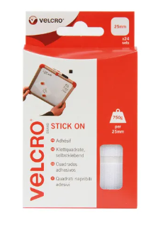 Velcro Stick On Squares 25mm White