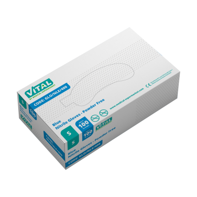 VITAL Blue Powder Free Nitrile Gloves Small