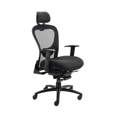 High Back Mesh Task Chair with Headrest Height Adjustable Arms Black