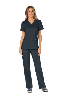 Cherokee Revolution Mock Wrap Top Pewter XXS