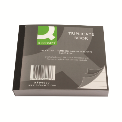 Q-Connect Feint Ruled Triplicate Book 102x127mm  KF04097