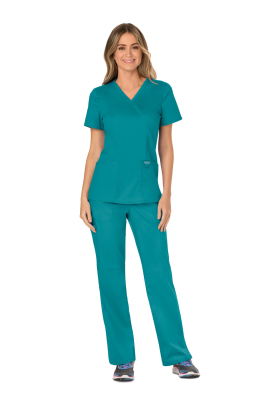 Cherokee Revolution Mock Wrap Top Teal Blue XXS
