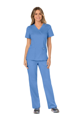 Cherokee Revolution Mock Wrap Top Ceil Blue XXS