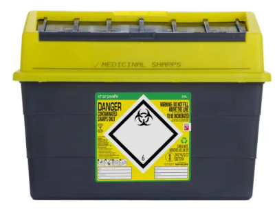 Sharpsafe Yellow Lid Sharps Bin 24 Litre