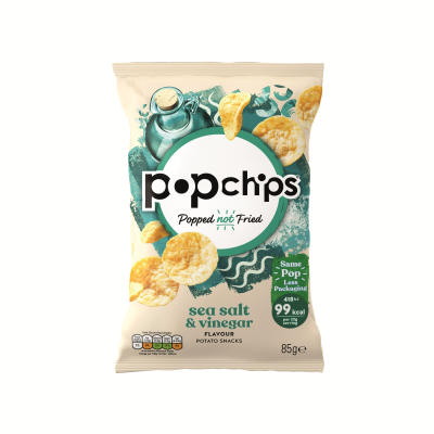 Popchips Crisps Salt and Vinegar Sharing Bag 85g