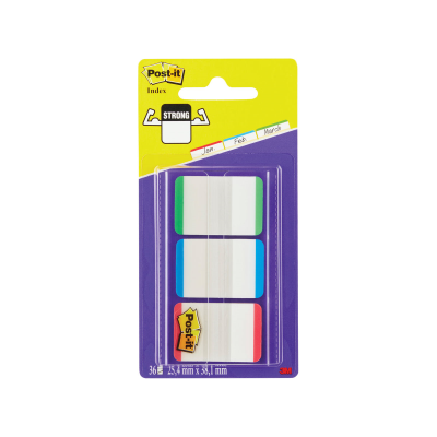 Post-it Strong Index Coloured Tips Red/Green/Blue