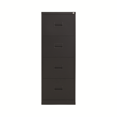 TC 4 Drawer Steel Filing Cabinet 467x618x1296mm Black TCS4FC-BK