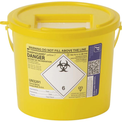 Sharpsguard Yellow Sharps Bin 7 Litre