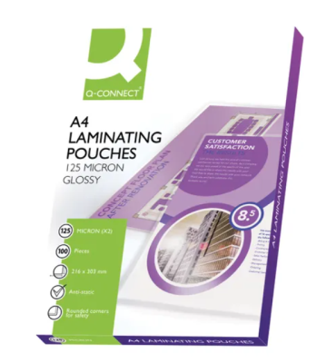 Q Connect A4 Clear Laminating Pouch 250 Micron