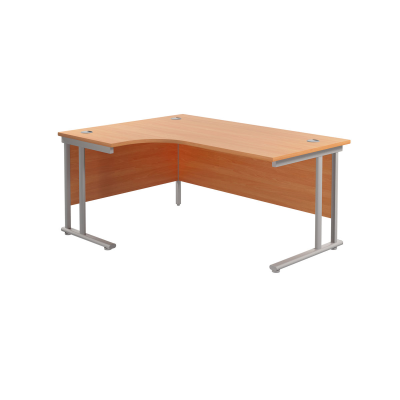 Twin Upright Left Hand Radial Desk 1600X1200 Beech-Silver