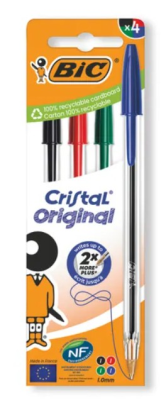 Bic Cristal Ballpoint Pen Medium Assorted (Pack of 4)