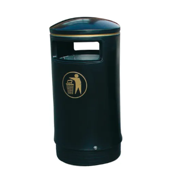 Outdoor Hooded Top Victorian Bin - 75 Litre - Black