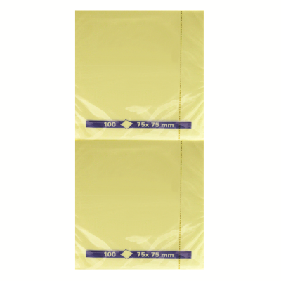 Yellow Repositionable Quick Notes Pad 75x75mm