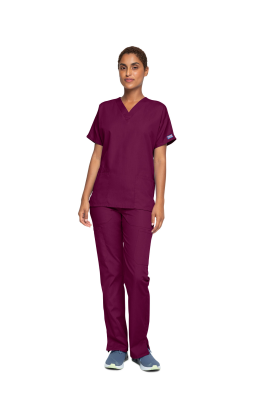 Cherokee Unisex Scrub Top Wine XXS