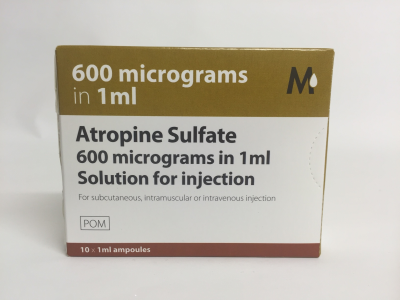 [AMB] (POM) Atropine Sulphate Injection - 600mcg/1ml - 1ml Ampoules - (Pack 10)