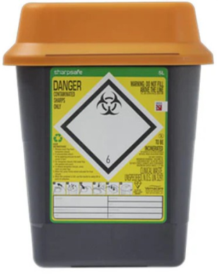 Sharpsafe Orange Lid Sharps Bin 5 Litre