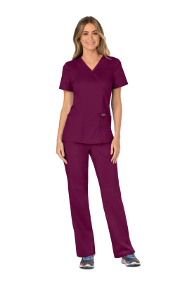 Cherokee Revolution Mock Wrap Top Wine XXS