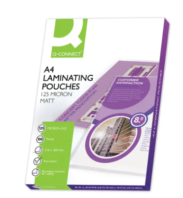 Q-Connect Matt A4 Laminating Pouch 250 Micron