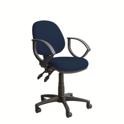 Banner Medium Back Operator Chair with 2-Lever Mechanism And Fixed Loop Arms - Blue